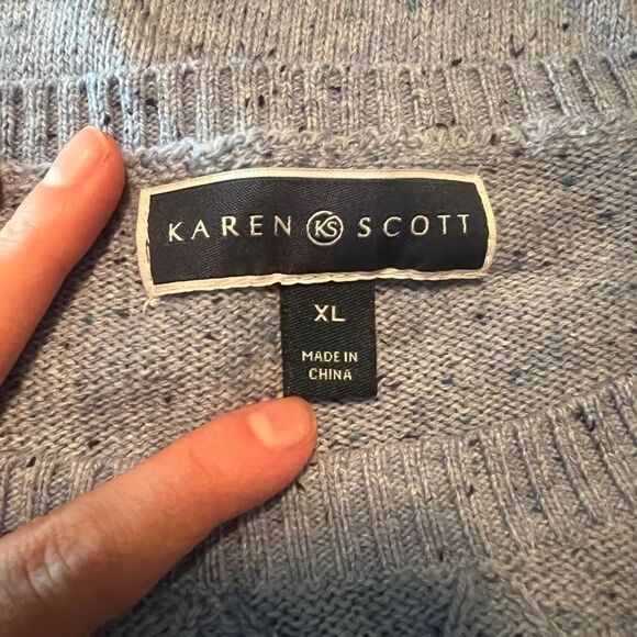 NWT! Karen Scott light blue crew neck knit sweater - Picture 6 of 11